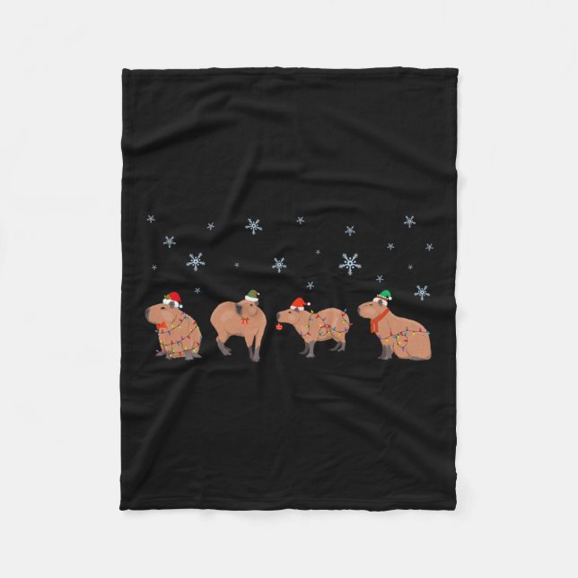 Manta Polar Capibara Feliz Navidad Capybaras Lover Funny Cap (Anverso)