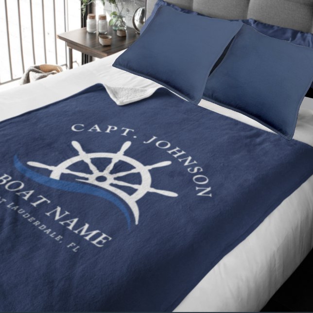 Manta Polar Capitán de la Marina Nautical Blue Wave Barco Helm (Nautical Blue Wave Navy Captain Ship Helm Boat Fleece Blanket)