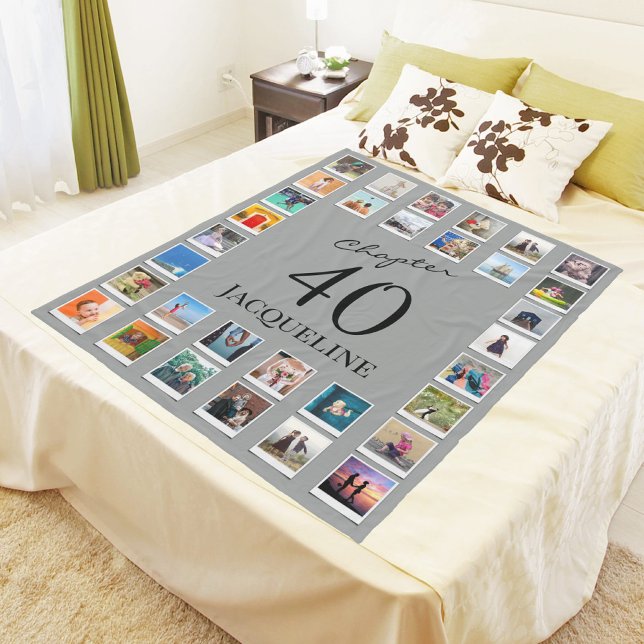 Manta Polar Capítulo 40 Black Gray 40th Birthday Photo (Subido por el creador)