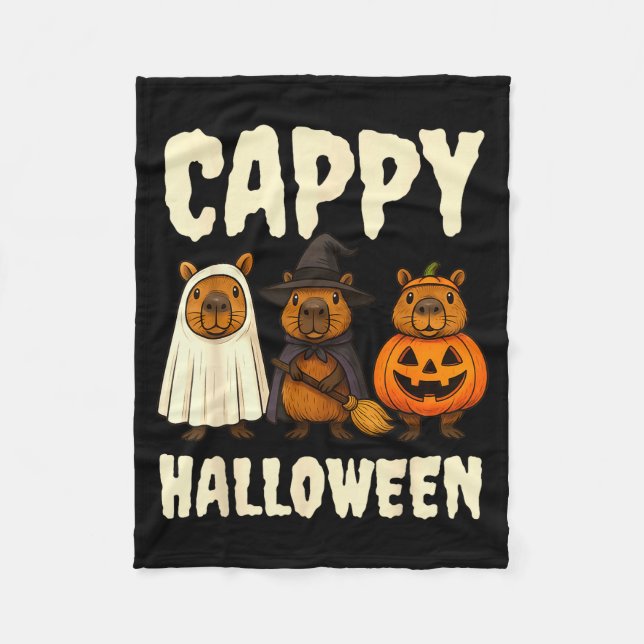 Manta Polar Cappy Halloween Funny Capybara Ghost Witch Pumpkin (Anverso)