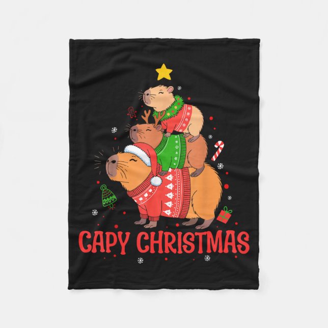 Manta Polar Cappy Holidays Capybara Christmas Cute Capy Xmas T (Anverso)