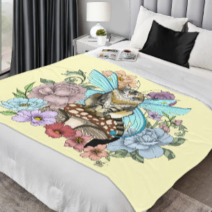 Manta Polar Caprichosa gata hada atigrada pastel Floral Fantas