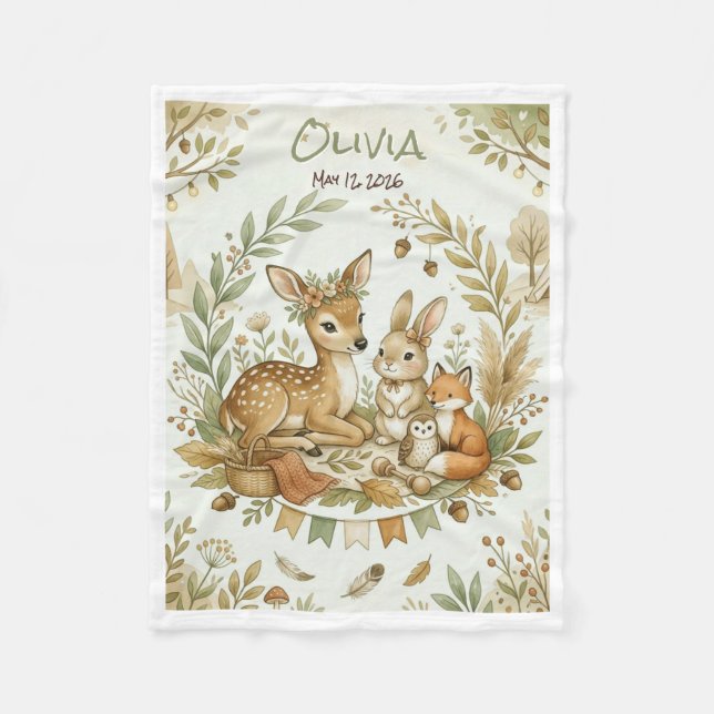 Manta Polar Caprichoso Boho Bosque  (Anverso)