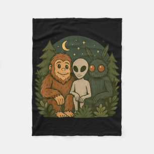 Manta Polar Caprichoso Cute Mothman Bigfoot Y Alien Divertido