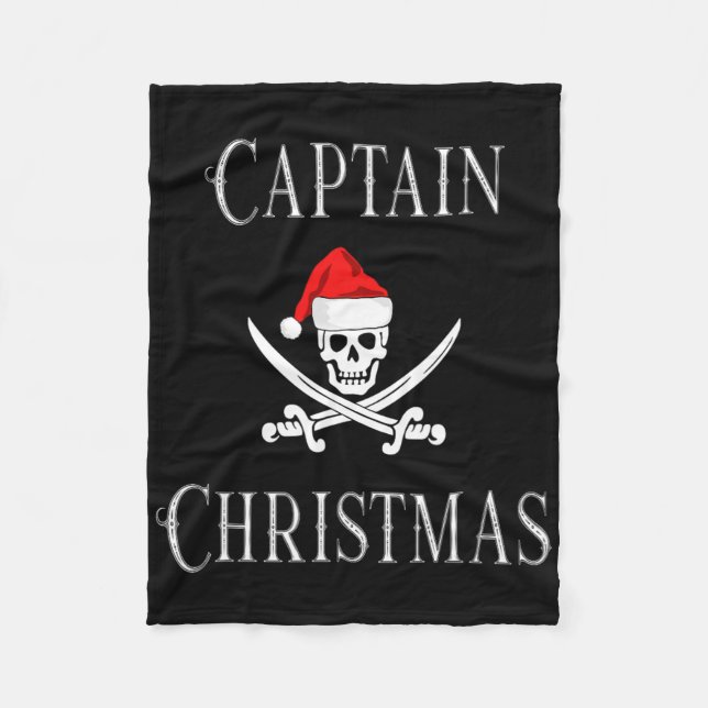 Manta Polar Captain Christmas Holiday Pirate Skull Santa Hat B (Anverso)