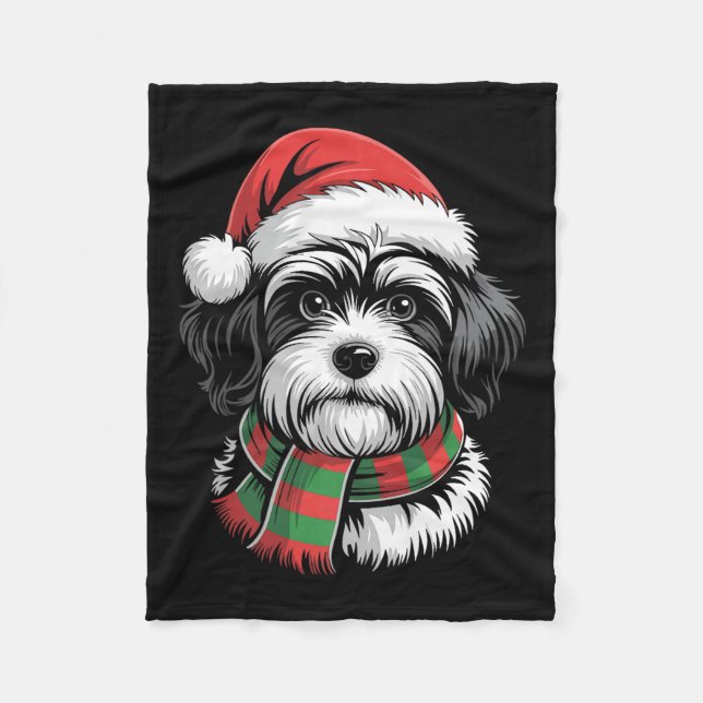 Manta Polar Capucha de perro de La Habana Navidad Santa Hat Na (Anverso)