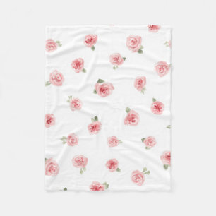 Manta Polar Capullo de rosa rosa acuarela floral vintage rosa 