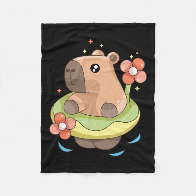 Manta Polar Capy Capybara Floatie Divertida Navidad En Julio,  (Anverso)