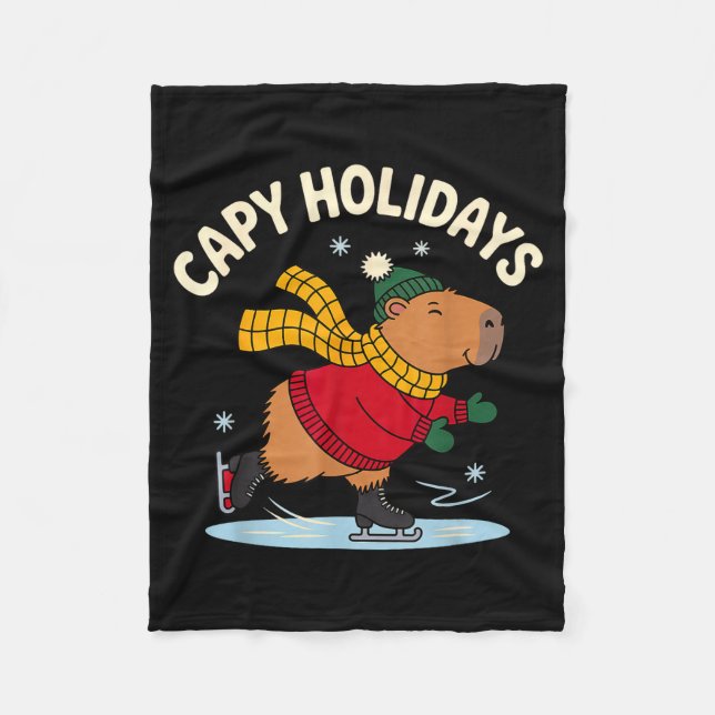 Manta Polar Capy Holidays Ice Skating Capybara Funny Xmas Chri (Anverso)