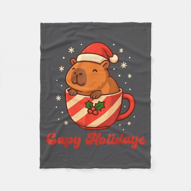 Manta Polar Capybara Christmas Shirt, Funny Capy Holidays  (Anverso)