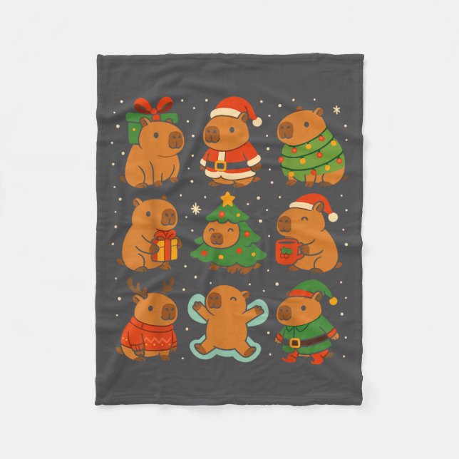 Manta Polar Capybara Christmas Shirt, Funny Capy Holidays  (Anverso)