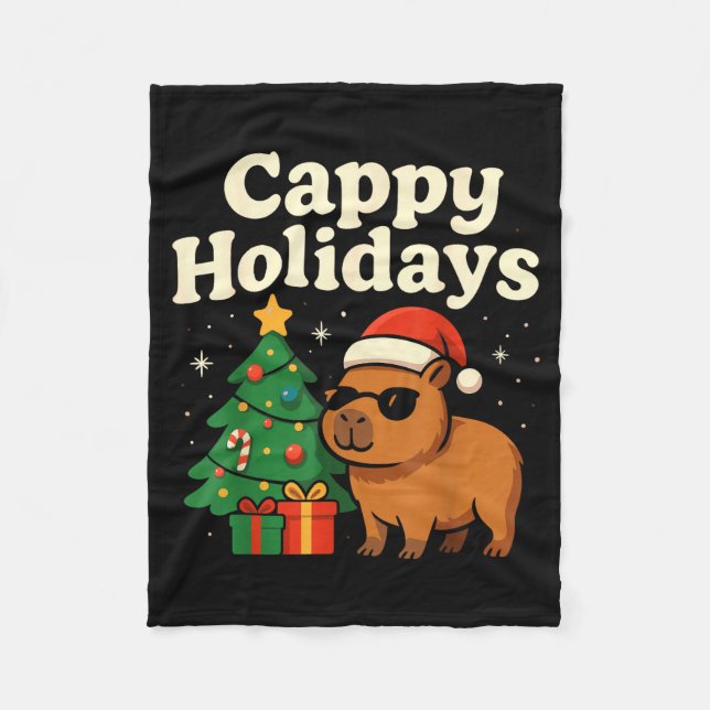 Manta Polar Capybara Christmas Shirt, Funny Capy Holidays  (Anverso)