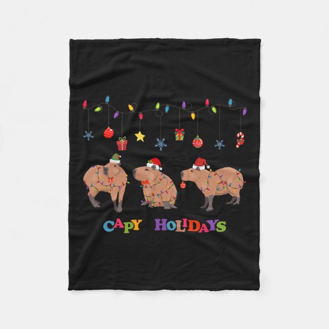 Manta Polar Capybara Merry Christmas (Anverso)