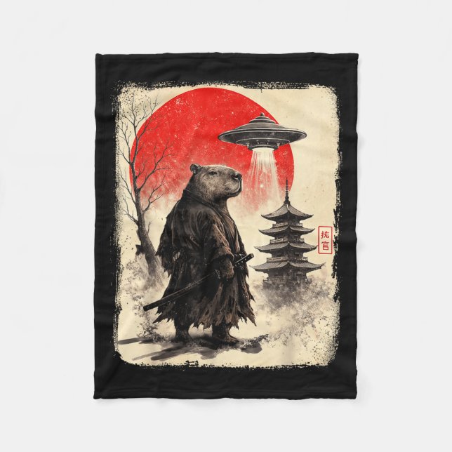Manta Polar Capybara Samurai Retro Ufo Japanese Warrior Tenshu (Anverso)