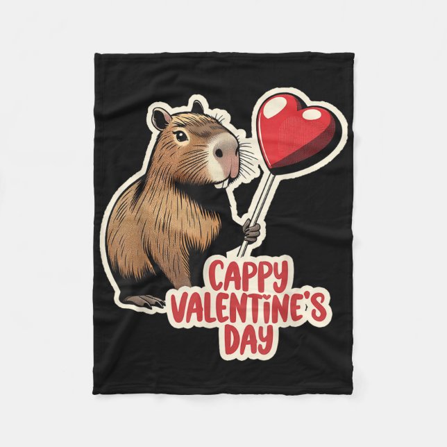 Manta Polar Capybara Valentine, Día de San Valentín cappy, Cap (Anverso)