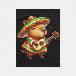 Manta Polar Capybyra Sombrero Guitar Cinco De Mayo Niño Mexica