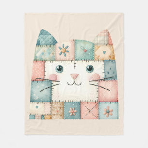 Manta Polar Cara de Gatito de Cottage Pastel de Parche Falso