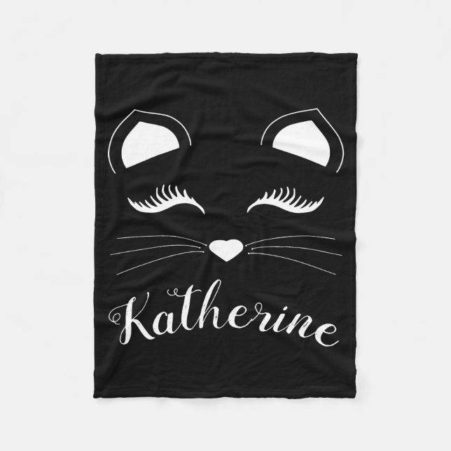 Manta Polar Cara de gato negro y blanco (Anverso)