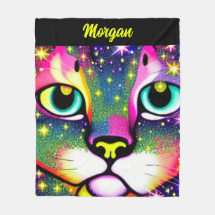 Manta Polar Cara de Gato Primer Plano Pop Art  