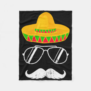 Manta Polar Cara divertida de bigote de Sombrero mexicano para
