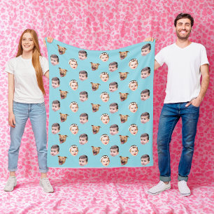 Manta Polar Cara personalizado, regalo familiar único 3 fotos