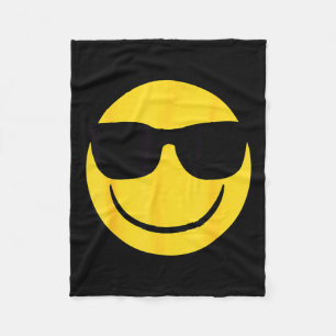 Manta Polar Cara sonriente amarilla con gafas de sol emoji ret