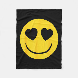 Manta Polar Cara sonriente amarilla con ojos de corazón Emoji 