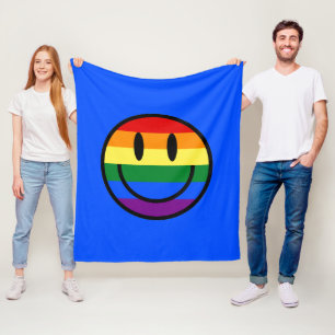 Manta Polar Cara sonriente arco iris