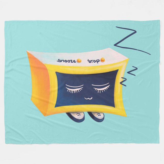 Manta Polar Carácter del Reloj de Alarma Durmiente de Kawaii (Frente (Horizontal))