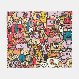 Manta Polar Caracteres de caricatura Mano dibujada Toss Patter