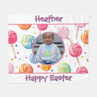 Manta Polar Caramelo de Lollipop Personalizado Feliz Pascua Fo