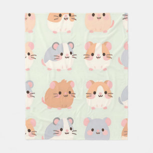 Manta Polar Caras de Hámster Lindas Patrón Pastel Kawaii