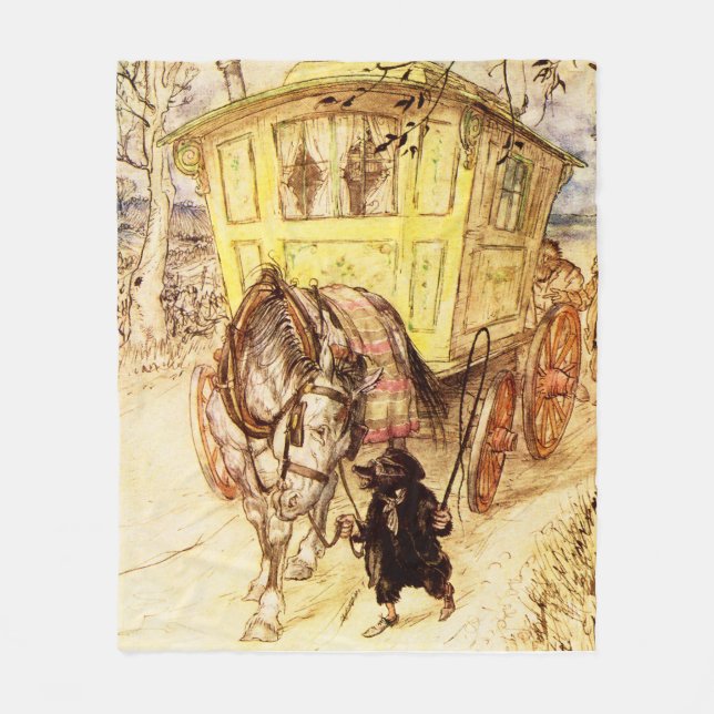 Manta Polar Caravana Gitana – Tarde Dorada de Arthur Rackham (Anverso)