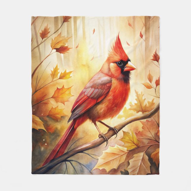 Manta Polar Cardenal rojo en otoño (Anverso)