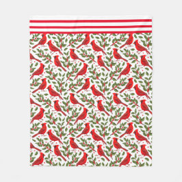 Manta Polar Cardenales rojos de Navidad