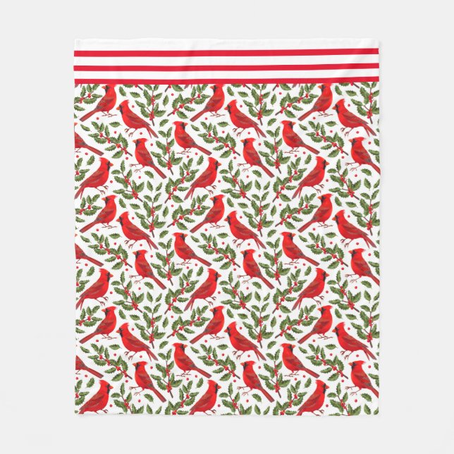 Manta Polar Cardenales rojos de Navidad  (Anverso)