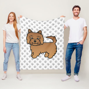 Manta Polar Caricatura de Red Norwich Terrier Perro y Papas