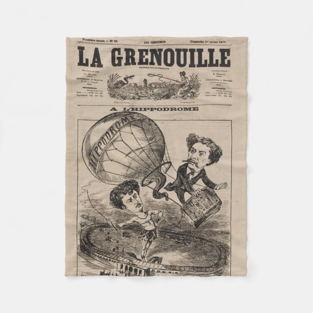 Manta Polar Caricatura Francesa De Balonista En Globo De Aire  (Anverso)