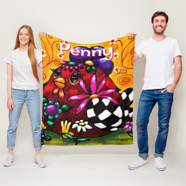 Manta Polar Carne y caprichosa pollo floral chunky personaliza (In situ)