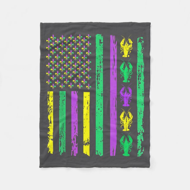 Manta Polar Carnival Mardi Gras Usa American Flag Crawfish Par (Anverso)