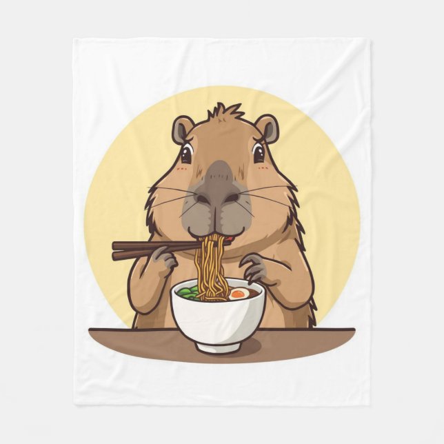 Manta Polar Carpincho comiendo ramen  (Anverso)