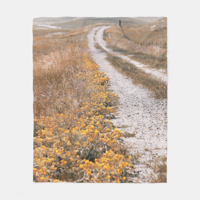Manta Polar Carretera con líneas de flor amarilla (Anverso)