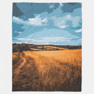 Manta Polar Carretera Rural Estilizada Verano Dorado