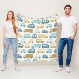 Manta Polar Carritos y Camiones de Juguete | Azul Polvoriento 