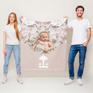 Manta Polar Carrusel Floral Soft Pink Photo