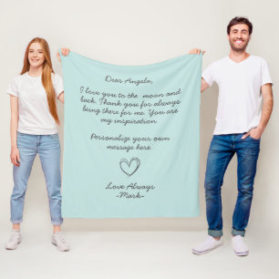 Manta Polar Carta de amor escrita a mano Aqua