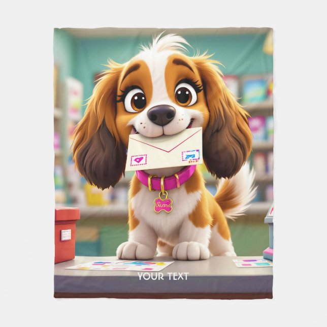 Manta Polar Carta de Fantasy Cute Dog Post (Anverso)