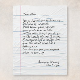 Manta Polar Carta manuscrita personalizada Mensaje de amor Mad