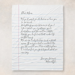 Manta Polar Carta manuscrita personalizada Mensaje de amor Mad