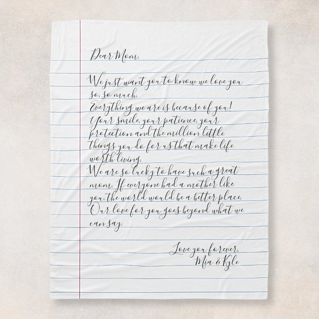 Manta Polar Carta manuscrita personalizada Mensaje de amor Mad (Subido por el creador)